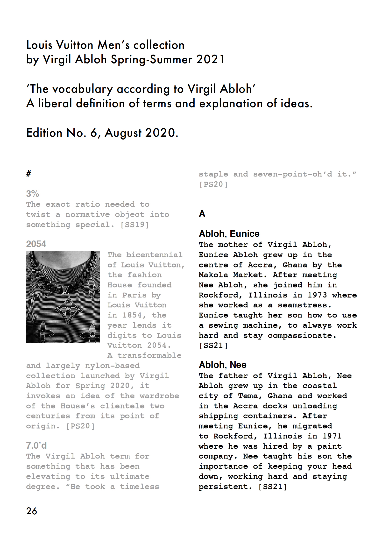 Virgil Abloh's Louis Vuitton Men's Show Notes Are Manifesto
