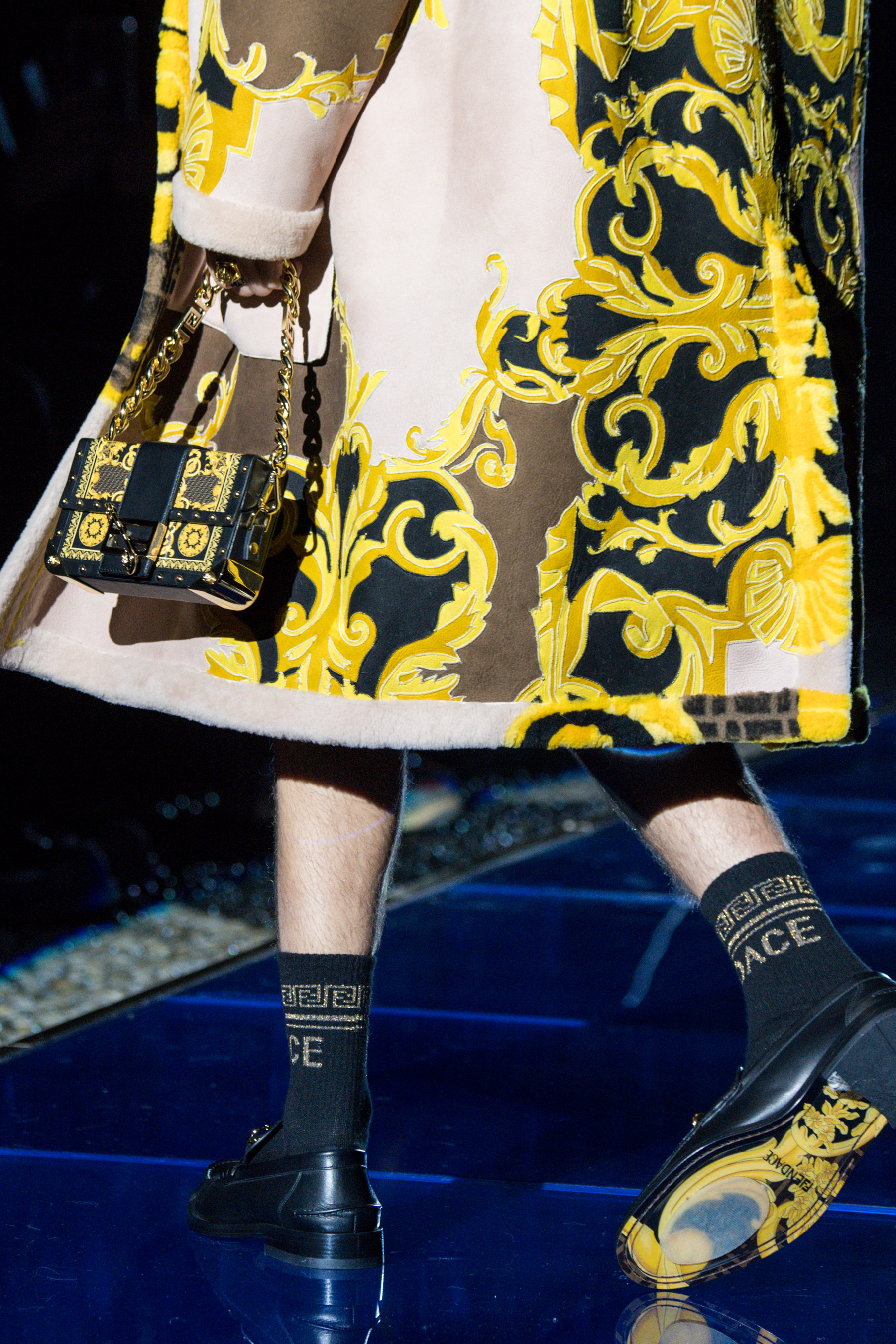 Fendi x Versace Yellow Patterned Lurex Knit Leggings S Fendi x Versace