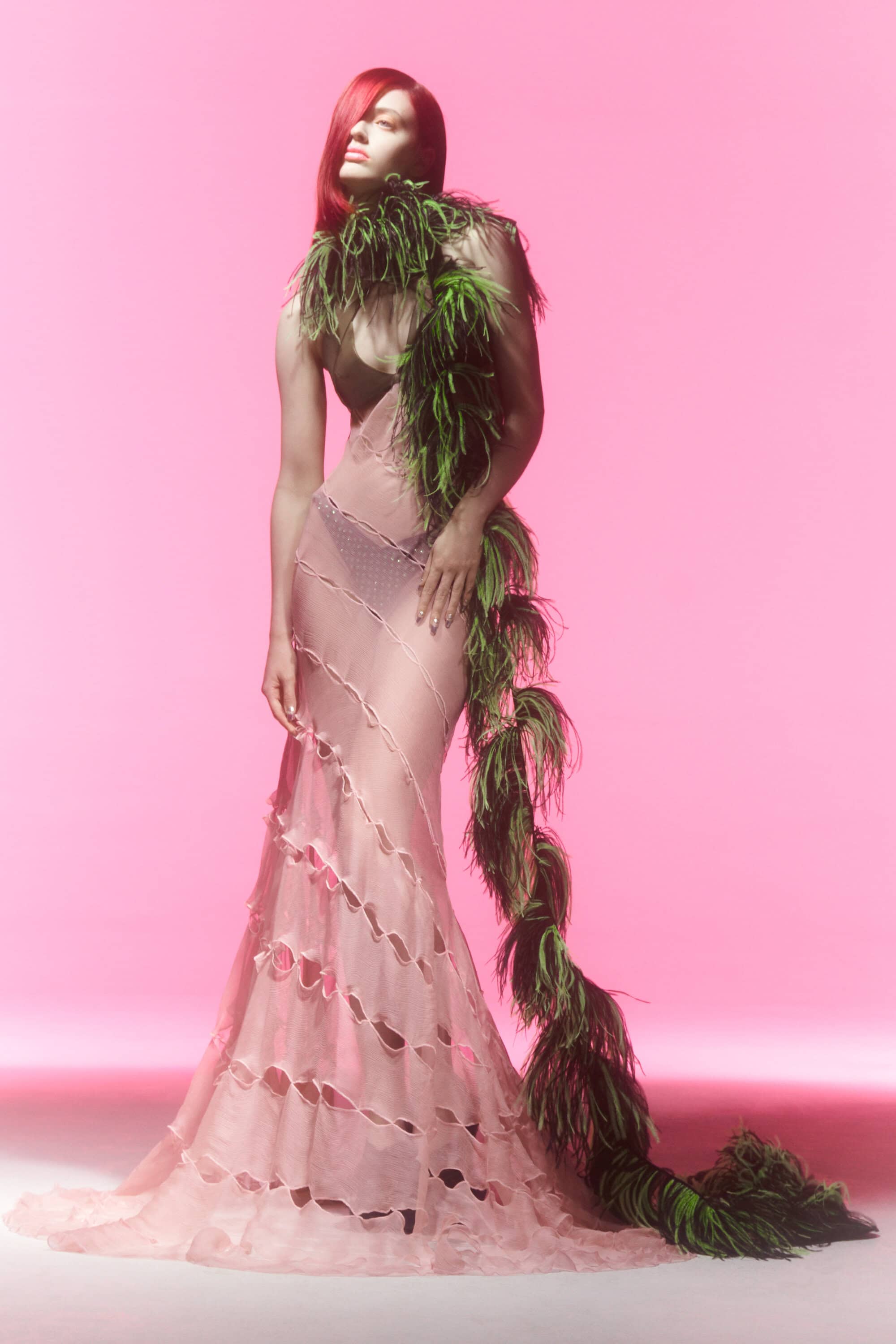 strapless open back dress Mermaid Prom Dress Pink Satin Criss Cross Long Evening Gowns PSK111 main image 1