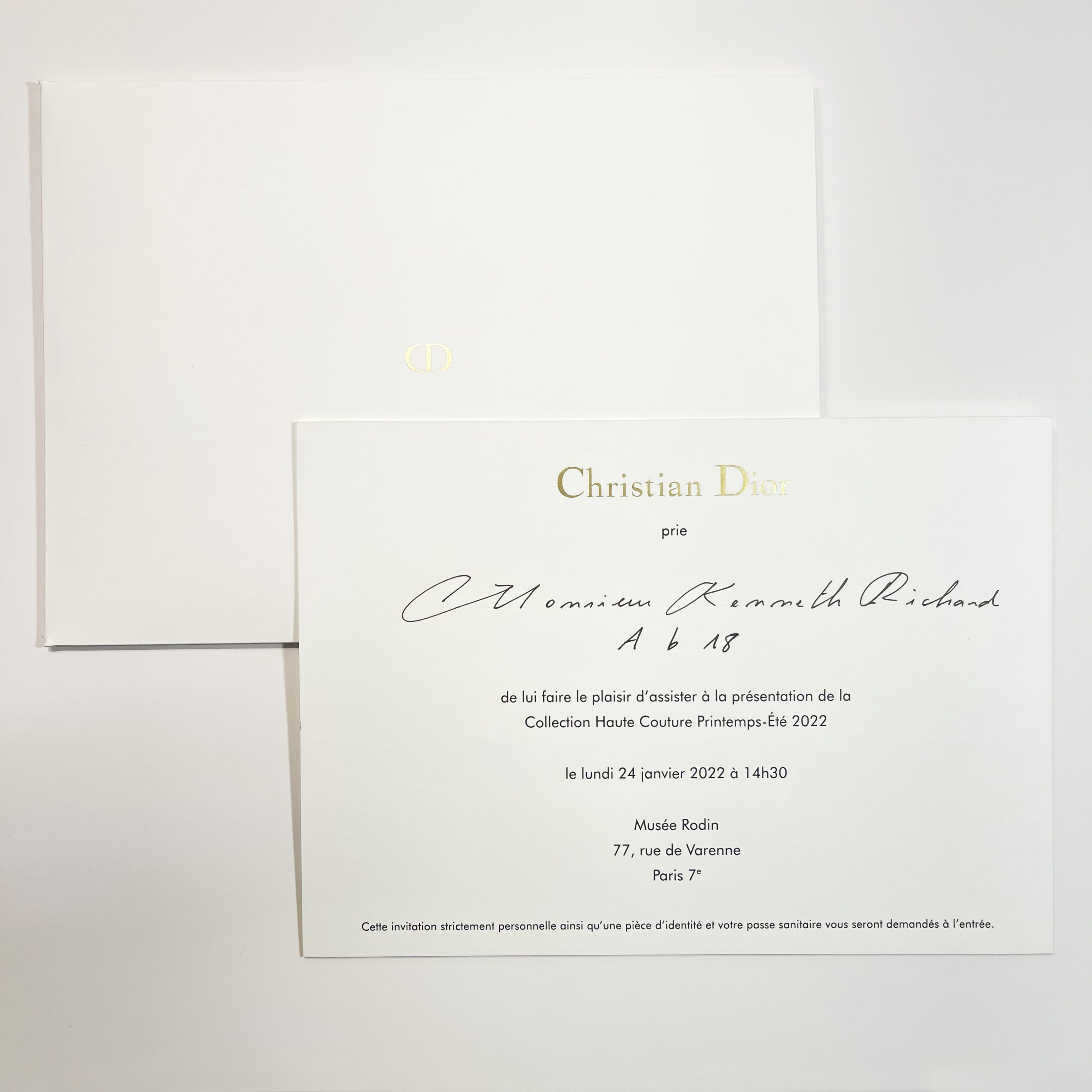 Christian Dior Spring 2022 Couture Fashion Show Invitation