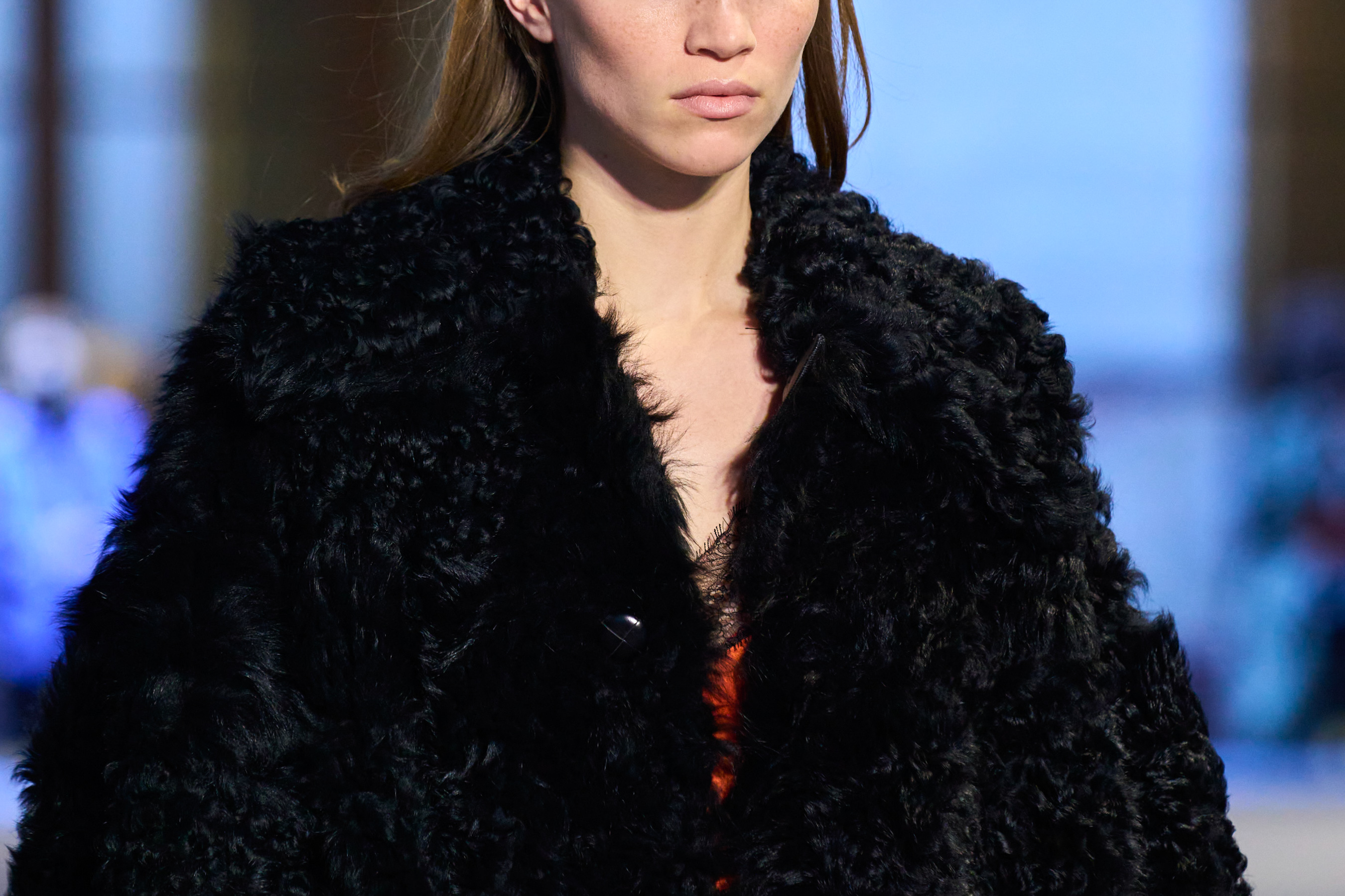 Faux fur coat in black - Ami Paris