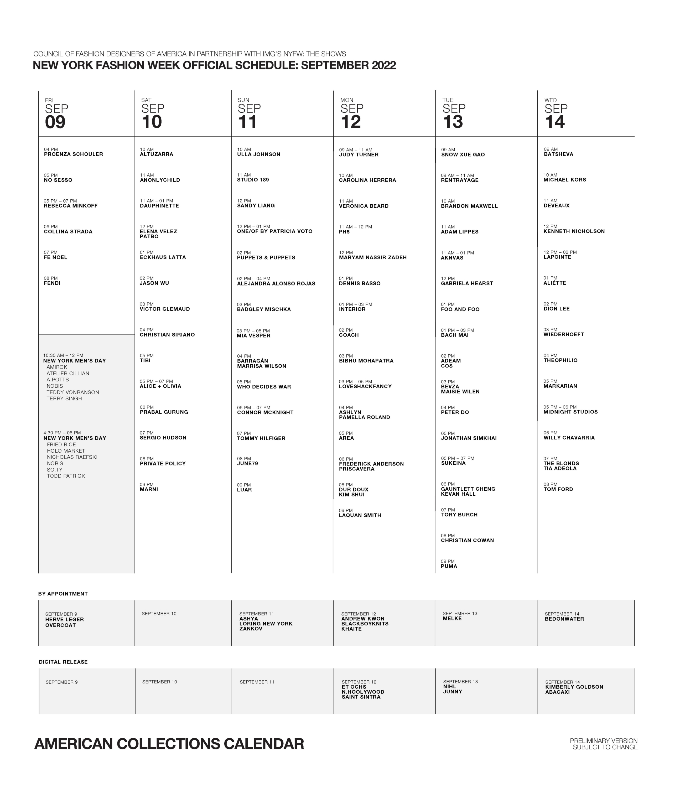 CFDA's NYFW Spring 2023 Show Schedule | The Impression