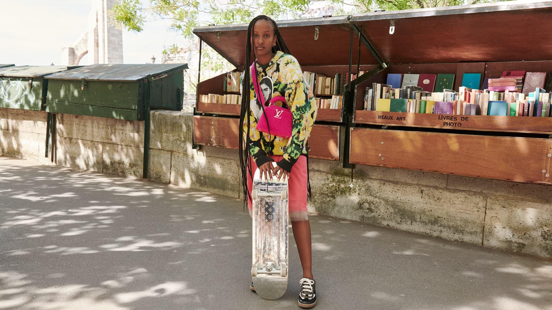 Liya Kebede and Raee in Paris Bookstores with Louis Vuitton