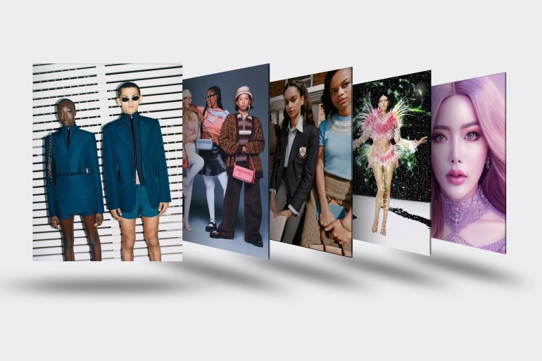 Header image for Insight article what should brands be doing in 2023 with photos from Dion Lee, Coach, H&M and more