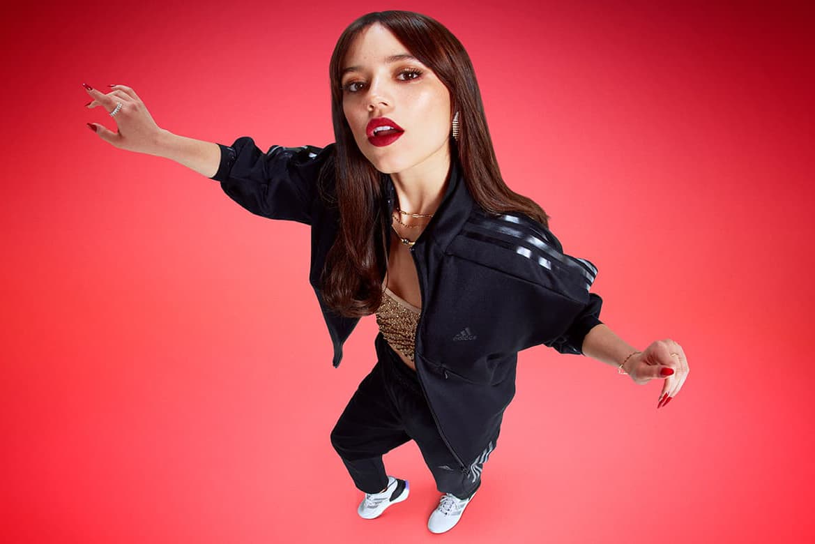 Adidas sportswear 2023 ad campaign photo with Jenna Ortega
