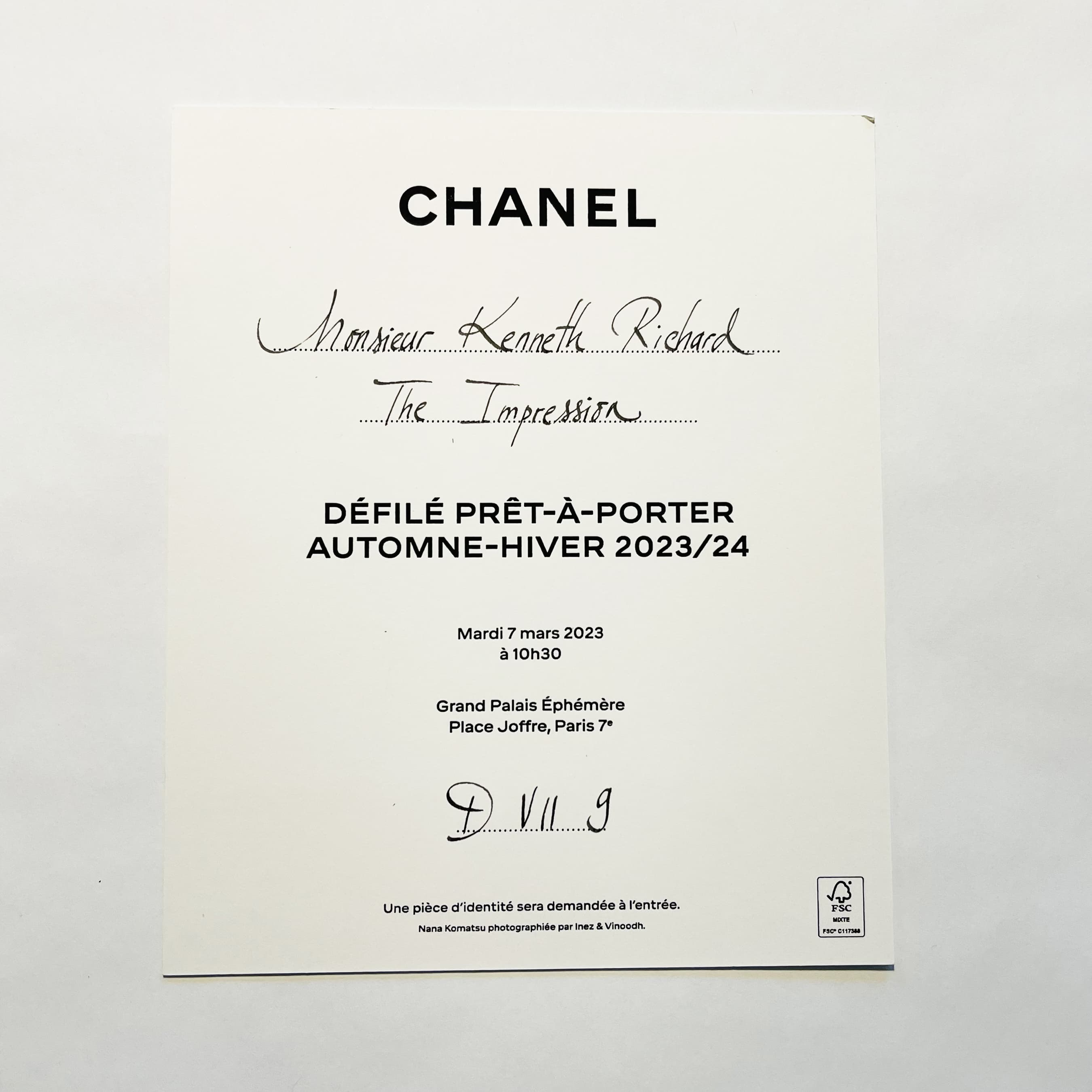 Best Invitations for Women's Fall 2023 RTW Fashion Shows photo of invite from Chanel