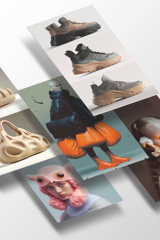 AI in fashion header image with photos from Adidas, New Balance & more