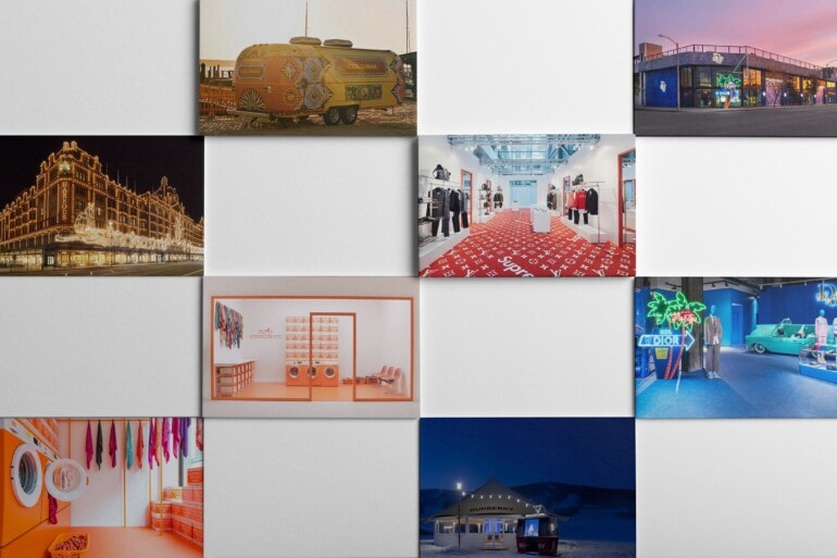 Capturing the power of pop-ups Insight article header with images of Hermes, Dior Men's, Louis Vuitton, Burberry & more