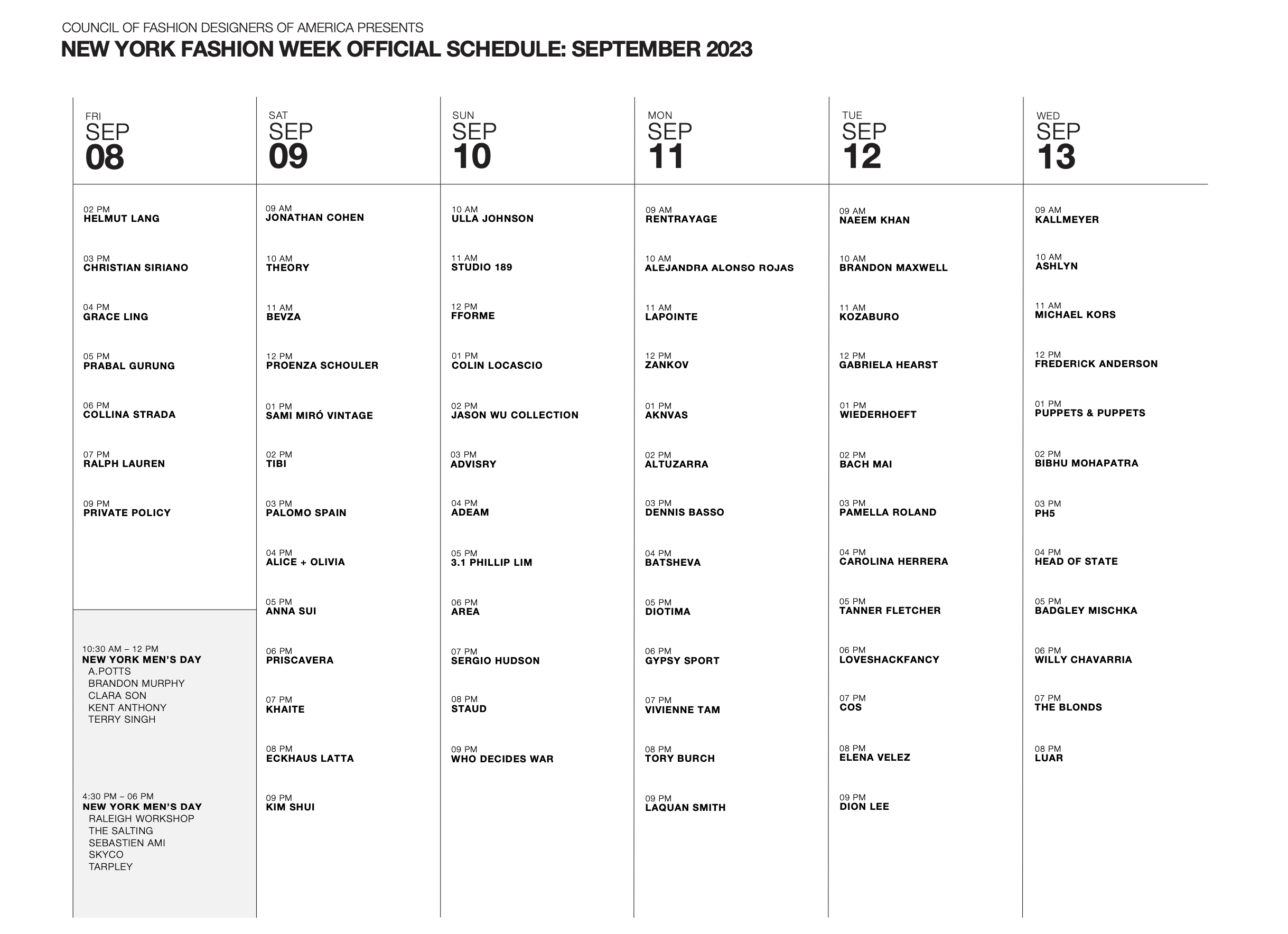 The Preliminary Schedule for New York Fashion Week Spring 2024 Is Here -  Fashionista