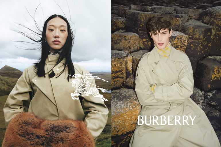 Burberry Winter 2023 ad campaign header image with photos from the campaign