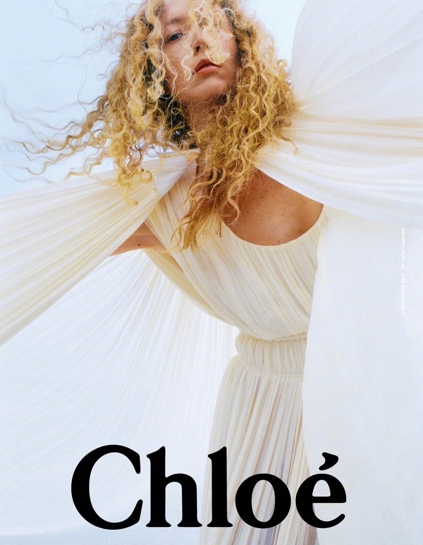 Chloe Fall 2023 ad campaign photo with Raquel Zimmermann