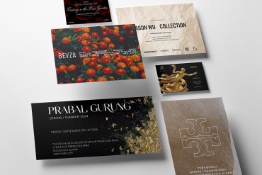 The Best Fashion Show Invitations from NYFW Spring 2024 header image with invites from Tory Burch, Jason Wu, Prabel Gurung, Bevza and more