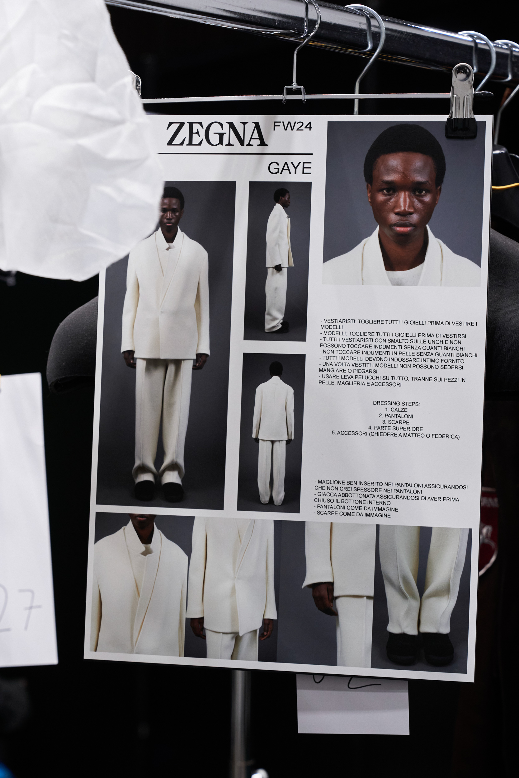 Zegna Fall 2024 Men’s Fashion Show Backstage