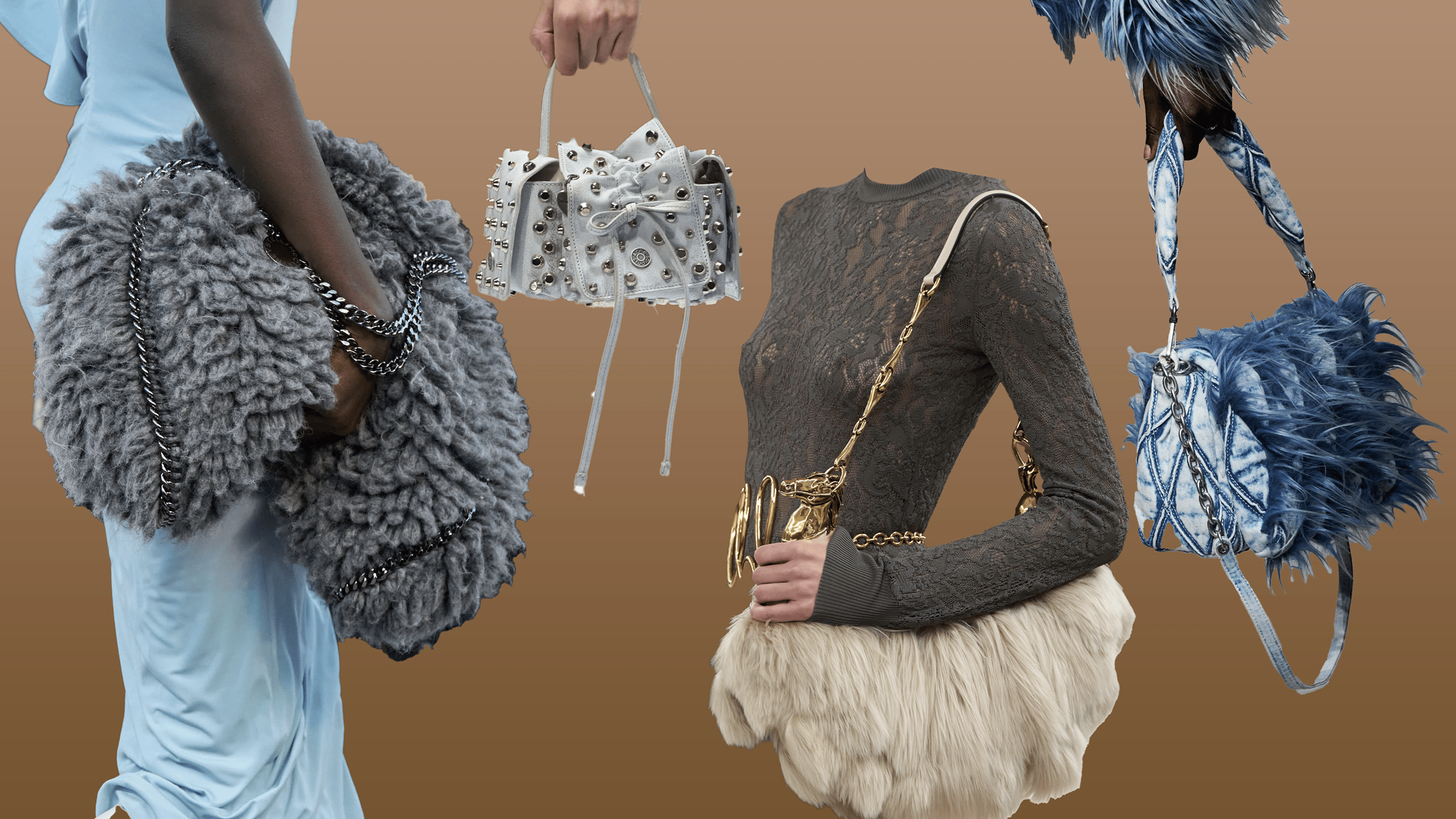 The 5 Key handbag trends of fall 2024 header image with bags from Diesel, ACME studios and more