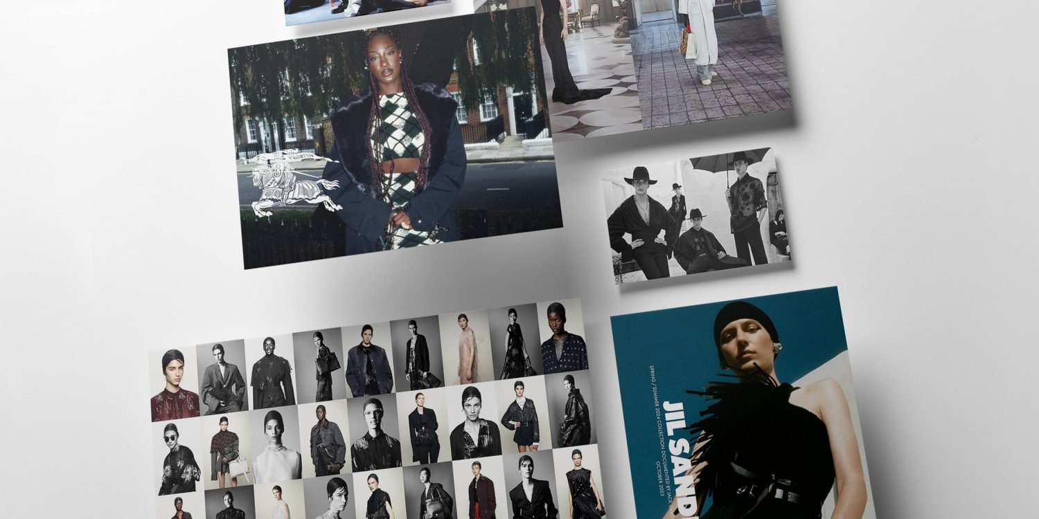 Top 10 Co-Ed Fashion ad campaigns spring 2024 header with images from Jil Sander, Burberry, Prada, Balenciaga and AMI
