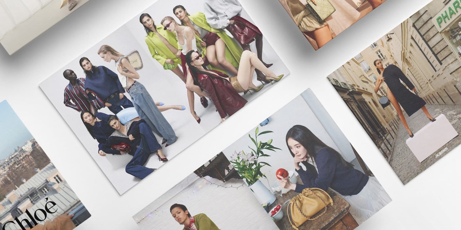 Top 10 Women's Fashion ad campaigns spring 2024 header with images from Loewe, Gucci & more