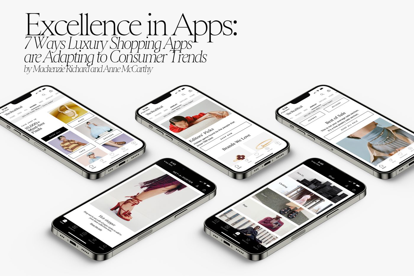 Excellent In Apps Insights article with iPhones and screenshot images of Harrods, The Real Real and more