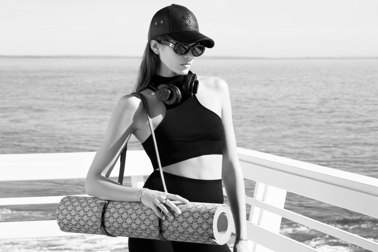 Celine Pilates Collection 2024 ad campaign by Hedi Slimane with Kaia Gerber