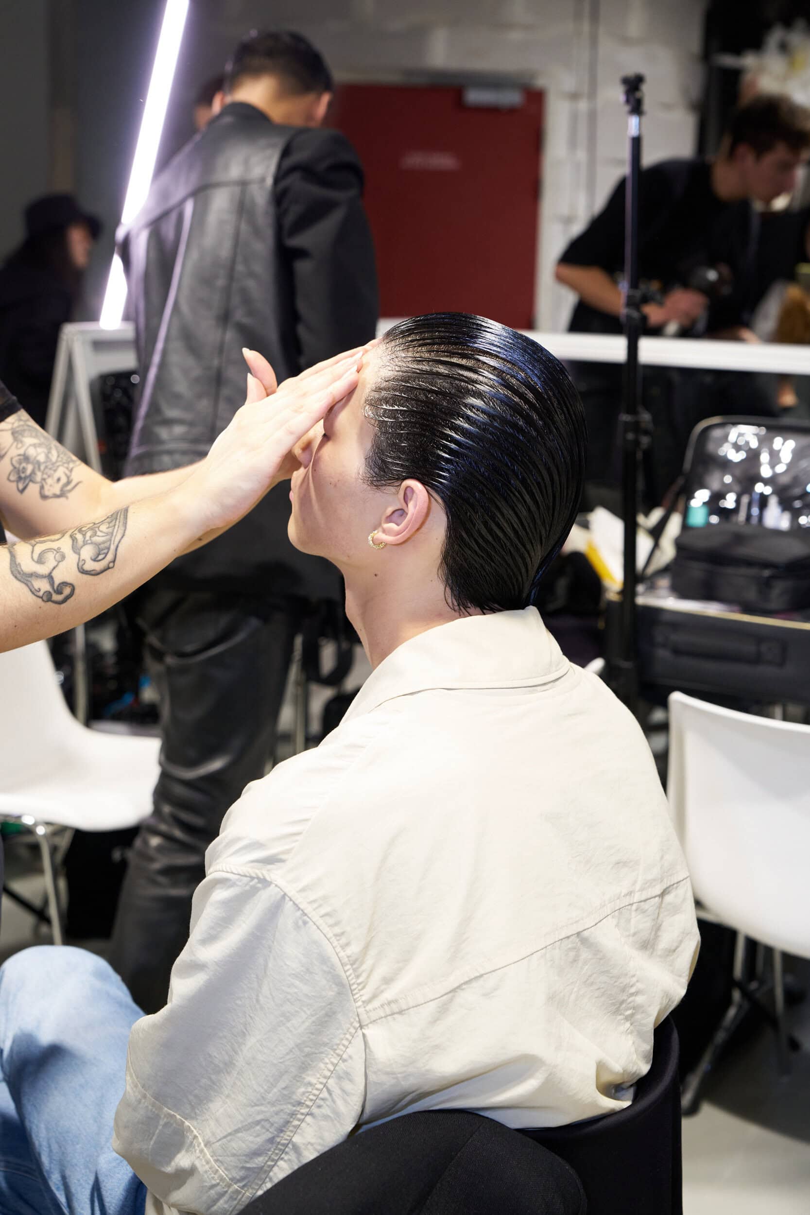 Feng Chen Wang  Spring 2025 Men's Fashion Show Backstage