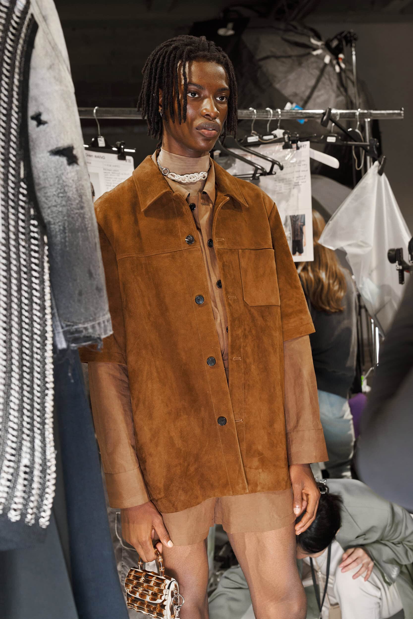 Feng Chen Wang  Spring 2025 Men's Fashion Show Backstage