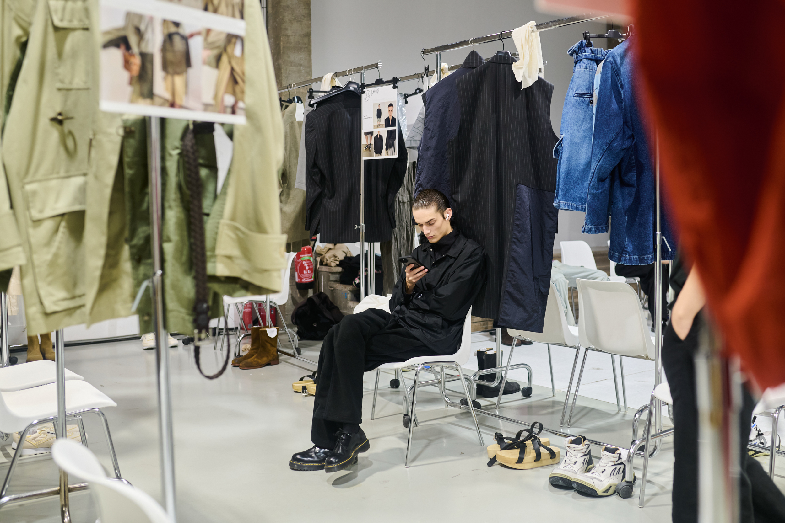 Hed Mayner  Spring 2025 Men's Fashion Show Backstage