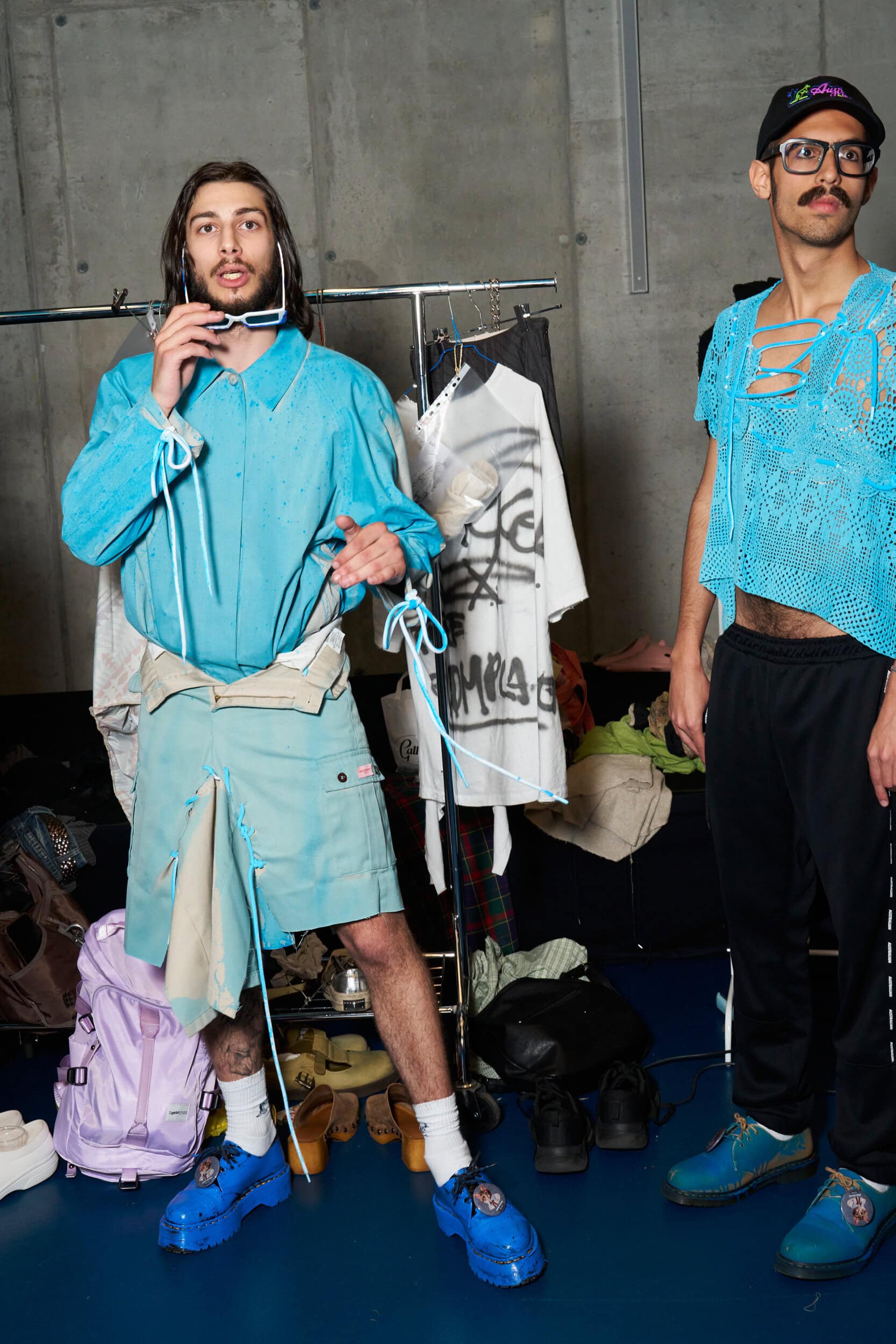 Simon Cracker  Spring 2025 Men's Fashion Show Backstage