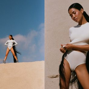 Skims cotton collection 2024 ad campaign with Jhene Aiko photographed by Henrik Purienne