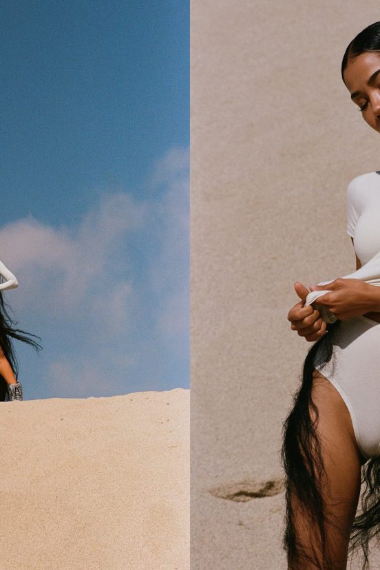 Skims cotton collection 2024 ad campaign with Jhene Aiko photographed by Henrik Purienne