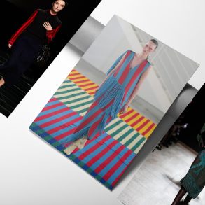 what to expect in Milan for Spring 2025 Insights article header image with photos from Ferragamo, Sunnei, and Prada