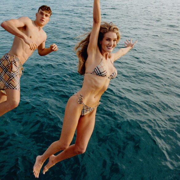 Burberry 'High Summer' 2025 Ad Campaign by Creative Director Daniel Lee with Photographer & Director Drew Vickers with models Rosie Huntington-Whiteley, Alva Claire,  Babacar N’Doye, & Jack Draper