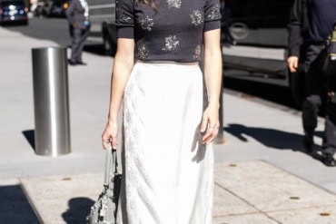 Meghann Fahy with Fendi Mamma Baguette in New York