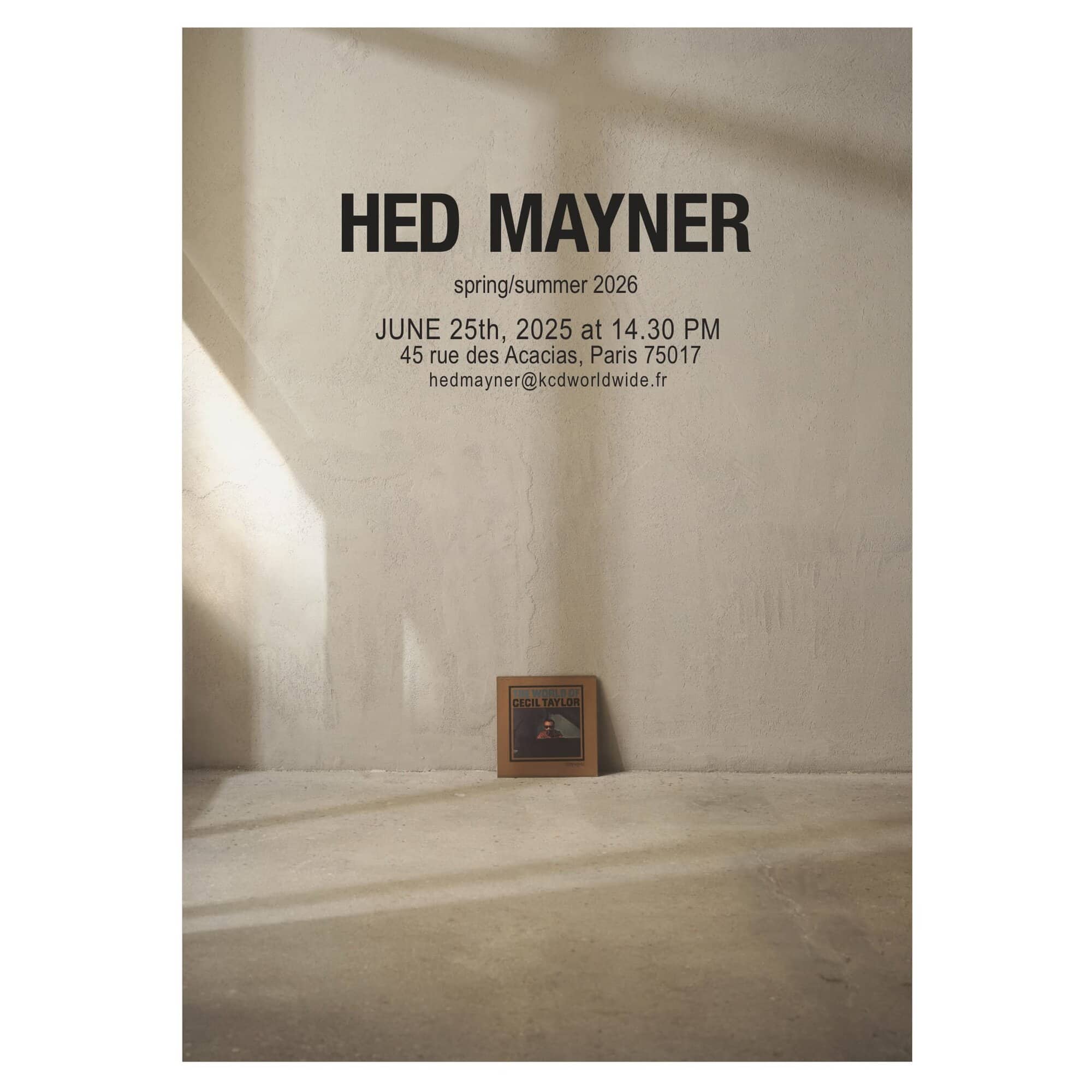 Hed Mayner Spring 2026 Fashion Show Invitation