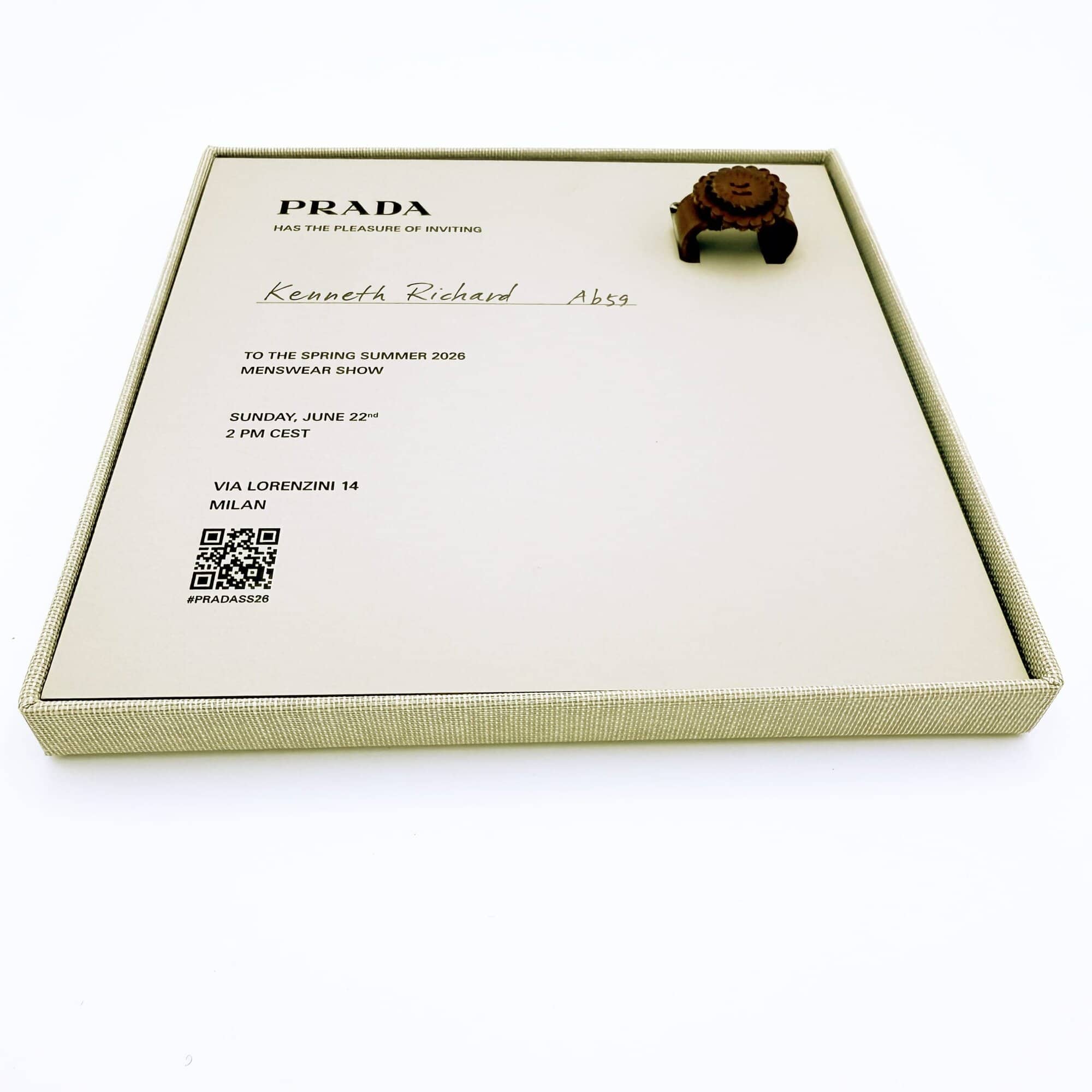 Prada Mens Spring 2026 Fashion Show Invitation