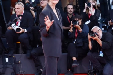 Charlotte Rampling in Saint Laurent by Anthony Vaccarello at "Father Mother Sister Brother" red carpet - 82nd Venice Film Festival