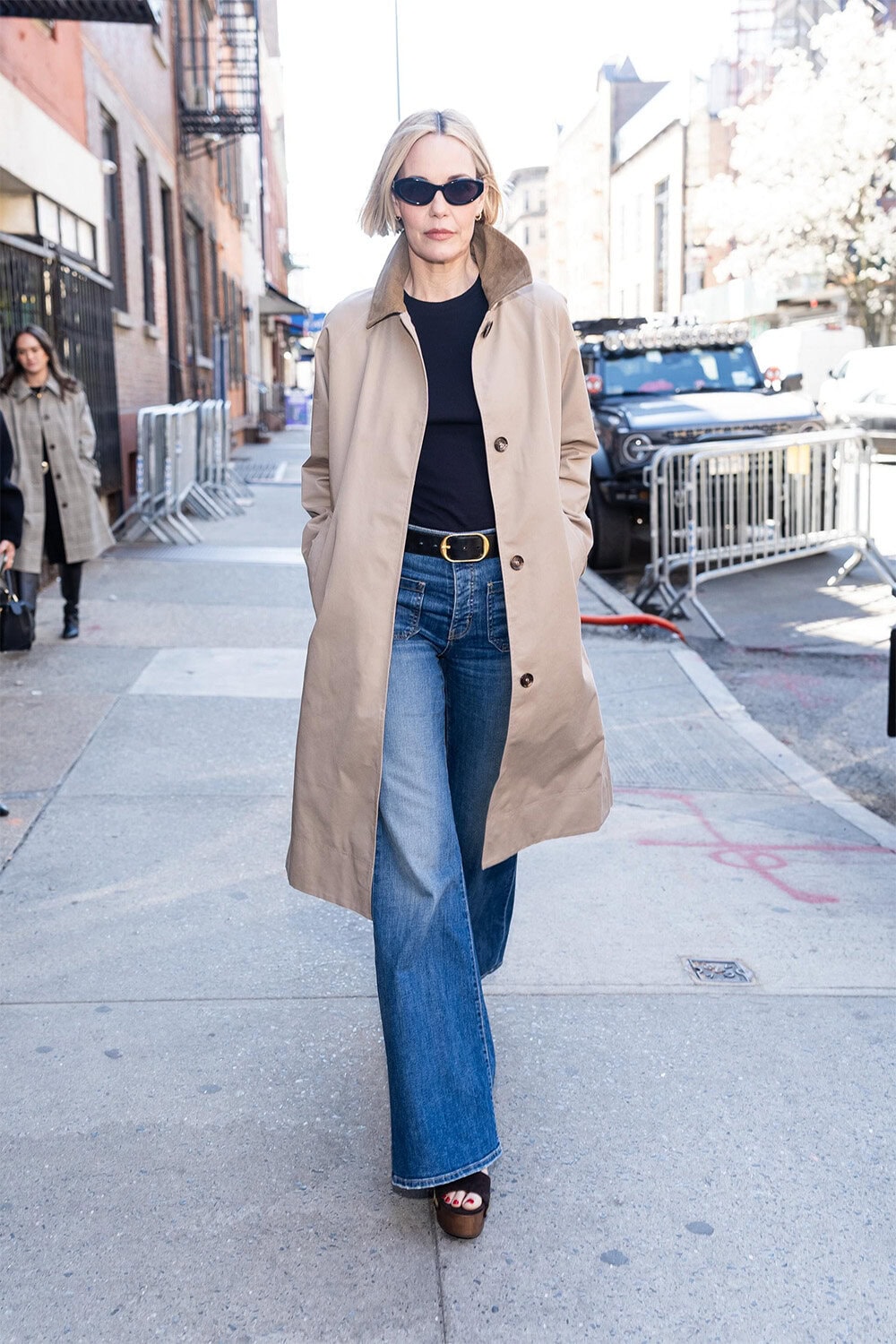 Leslie Bibb Wears Barbour While Out in NYC